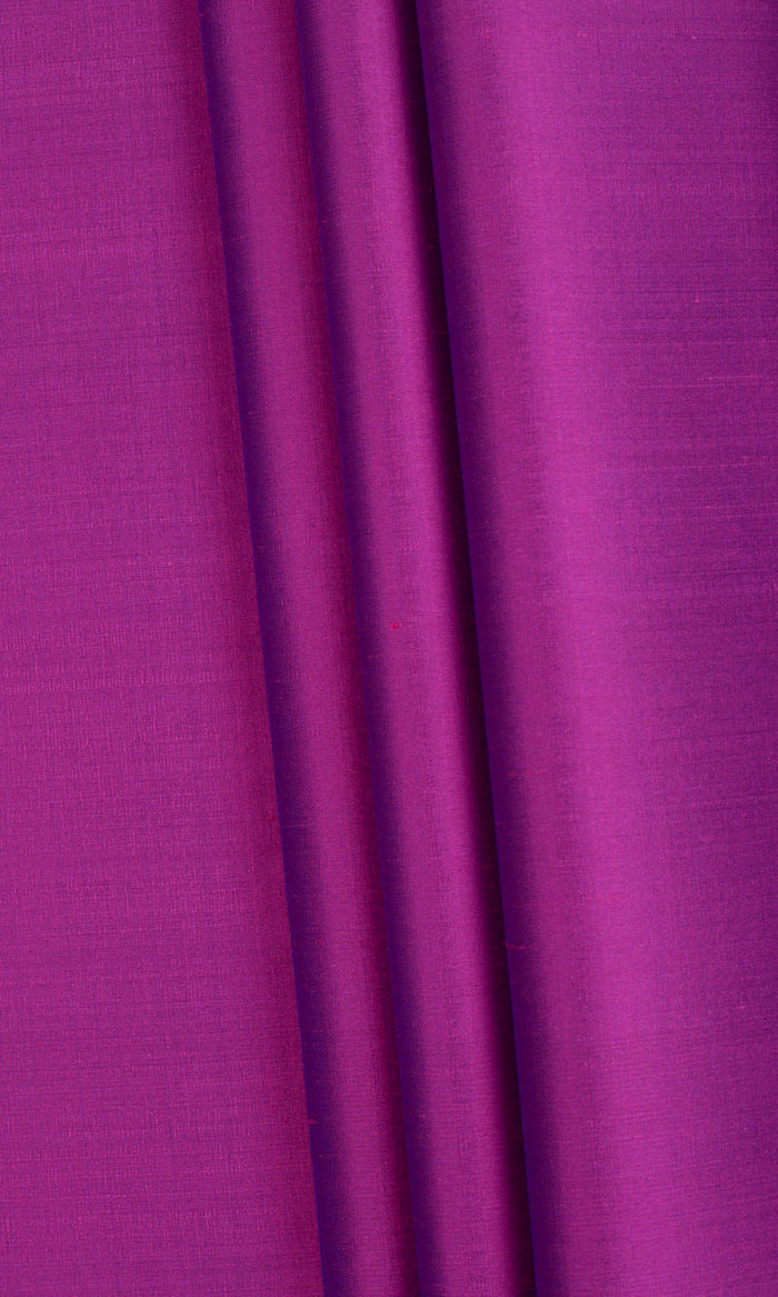 Shantung Silk Fabric By the Metre for Curtains & Drapes (Fuchsia Pink/ Purple)