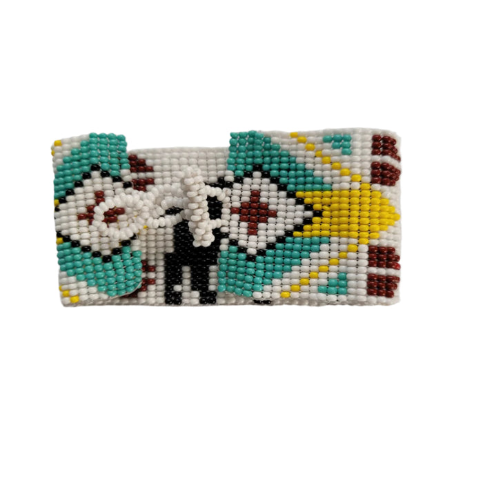 Indigenous Artisan 1 5/8 inch wide Beaded Buffalo Bracelet indigenous art gift by North of Fifty First Nations & Métis Art Boutique Canada