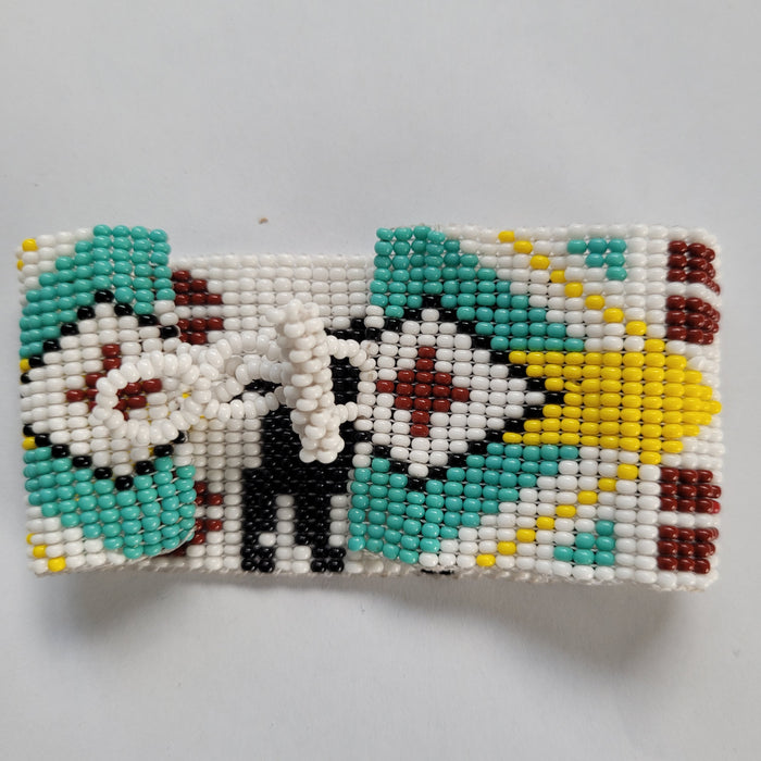 Indigenous Artisan 1 5/8 inch wide Beaded Buffalo Bracelet indigenous art gift by North of Fifty First Nations & Métis Art Boutique Canada