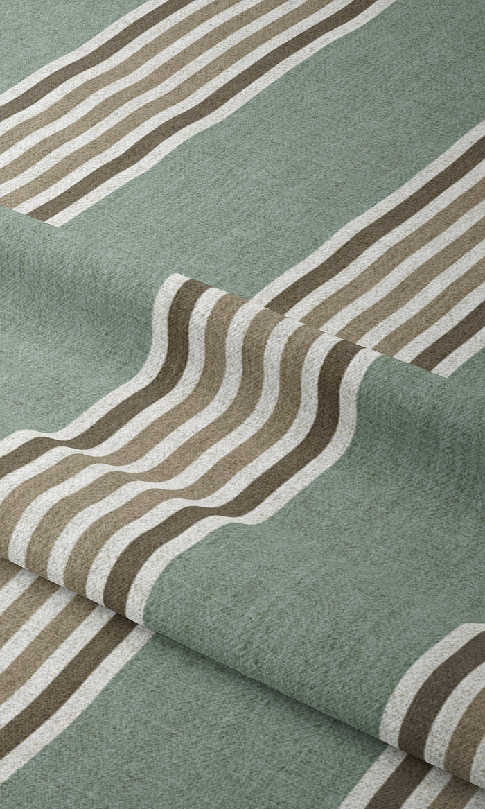 Striped Drapes for Living, Bedroom, Kitchen, Bathroom (Duck Egg Blue/ Brown/ White)