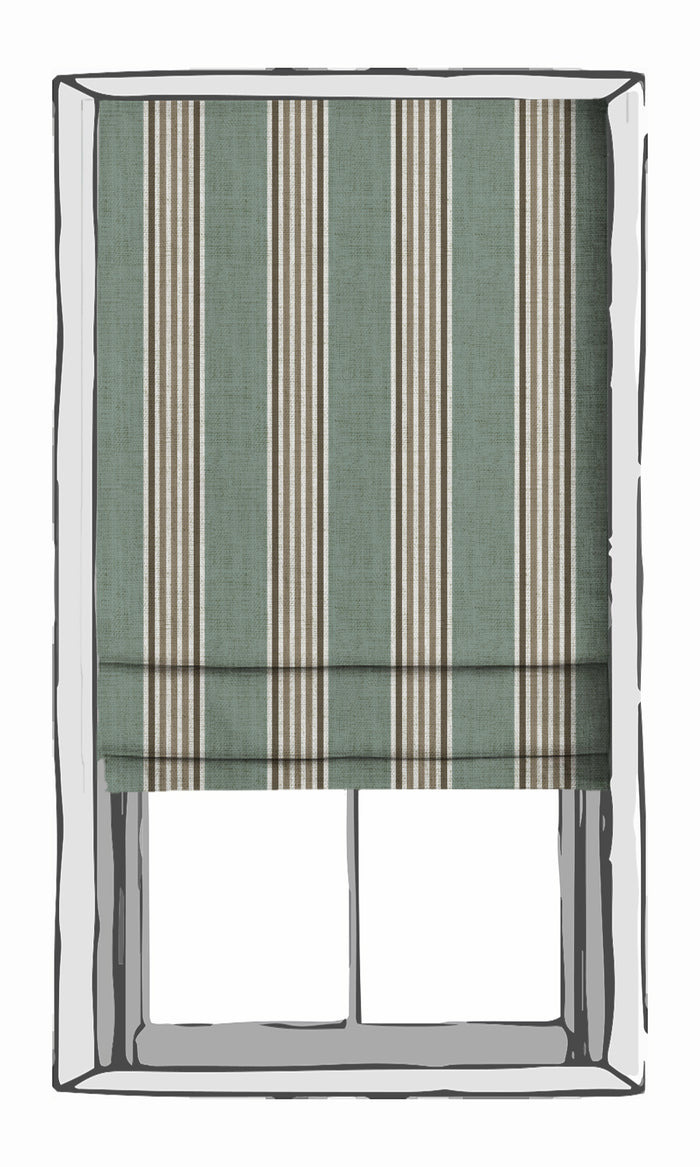 Striped Drapes (Duck Egg Blue/ Brown/ White) Extra Long Short Wide