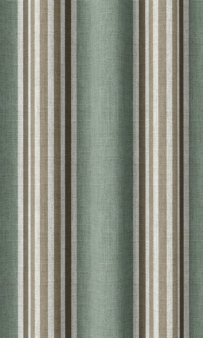 Striped Home Décor Fabric By the Metre (Duck Egg Blue/ Brown/ White)