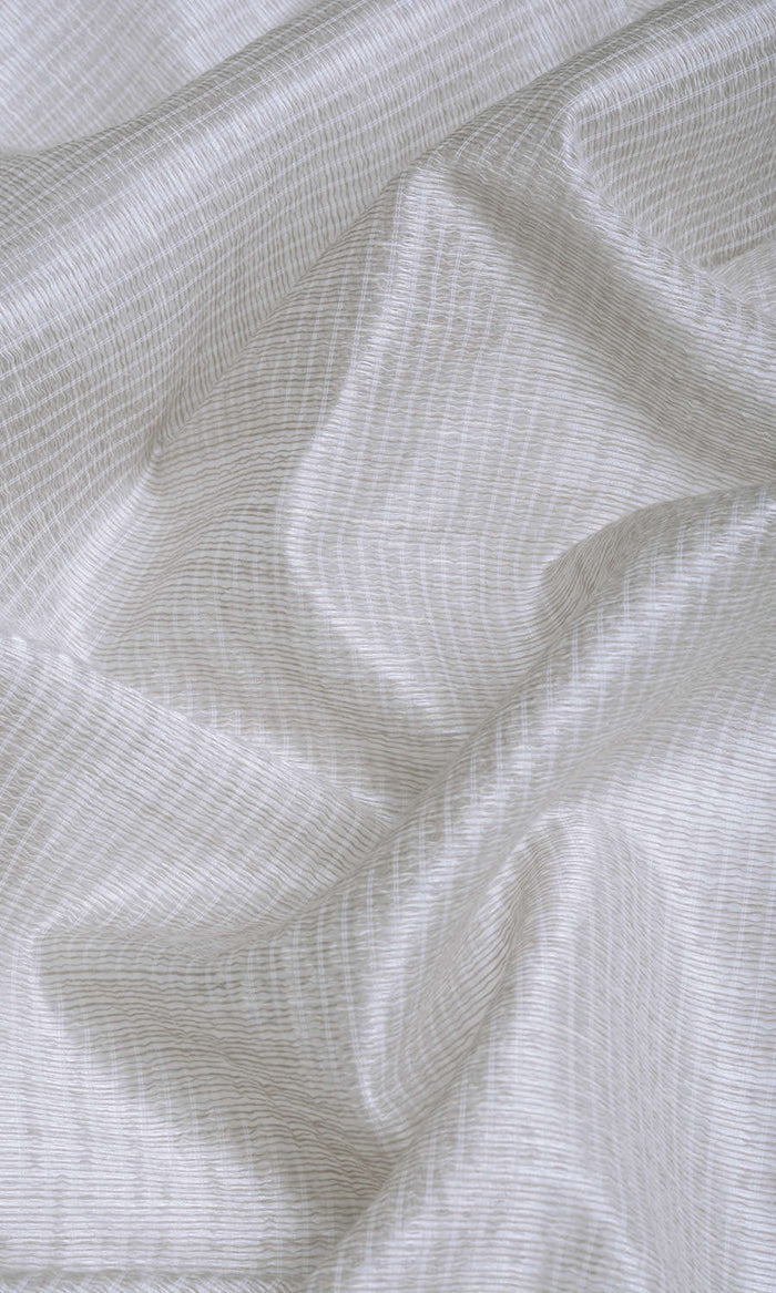 Horizontal Striped Sheer Window Treatments Fabric By the Metre (Grey-Beige)