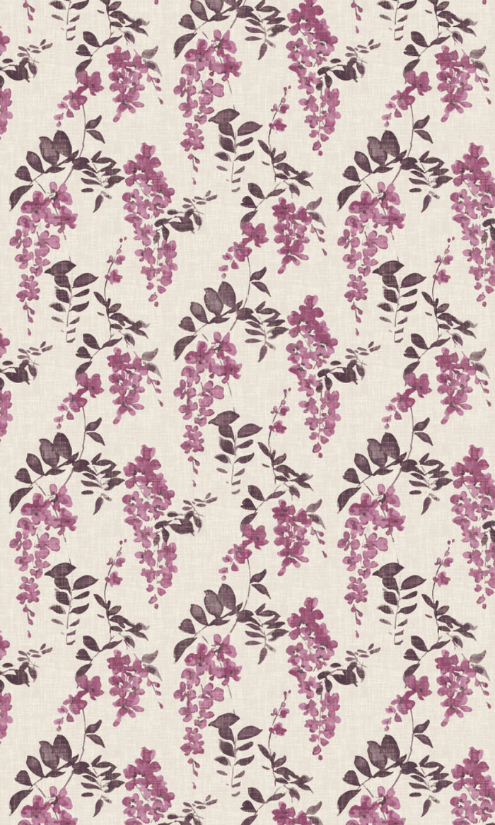 Dimout Floral Home Textile Fabric Material By the Metre (Purple/ Grey)
