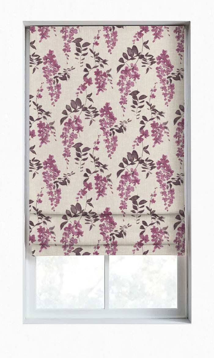 Dimout Floral Curtains for Living, Bedroom, Kitchen, Bathroom (Purple/ Grey)