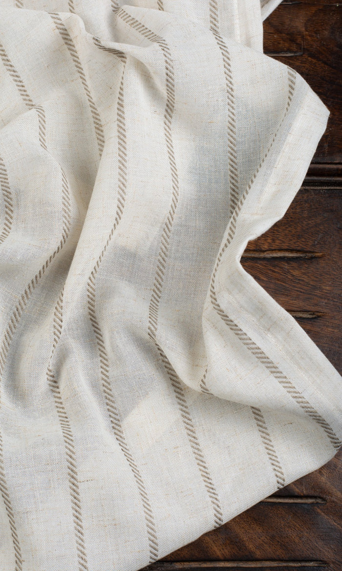 Striped Sheer Home Textile Fabric Material By the Metre (Cream/ Brown)