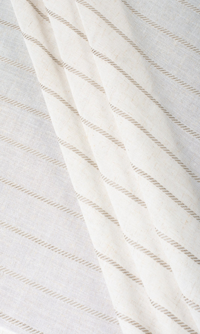 Striped Sheer Fabric Material By the Metre (Cream/ Brown)