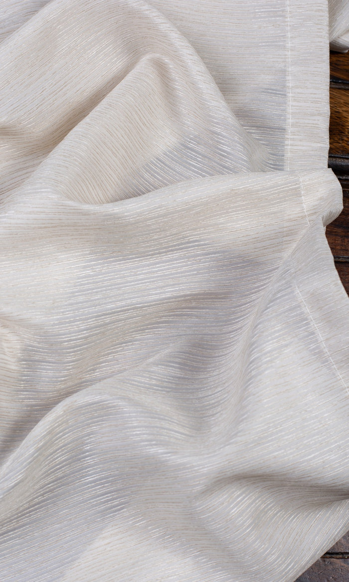 Textured Sheer Window Treatments Fabric By the Metre (Pale Beige/ Warm Ivory)