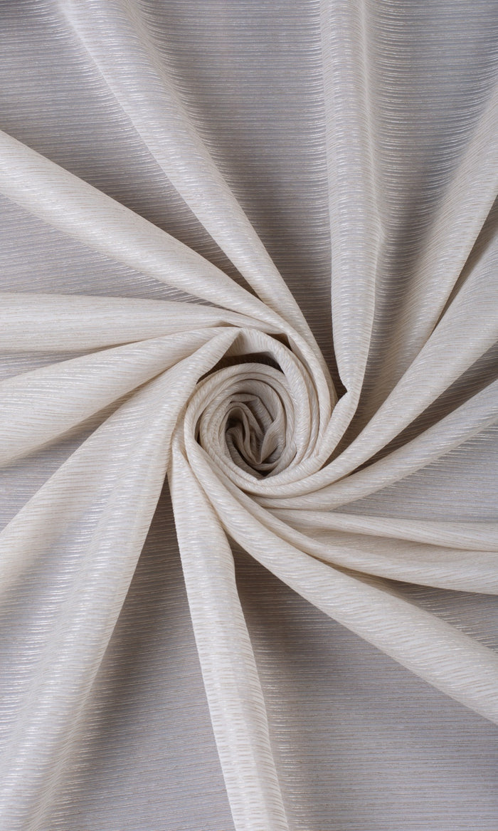 Textured Sheer Fabric Material By the Metre (Pale Beige/ Warm Ivory)
