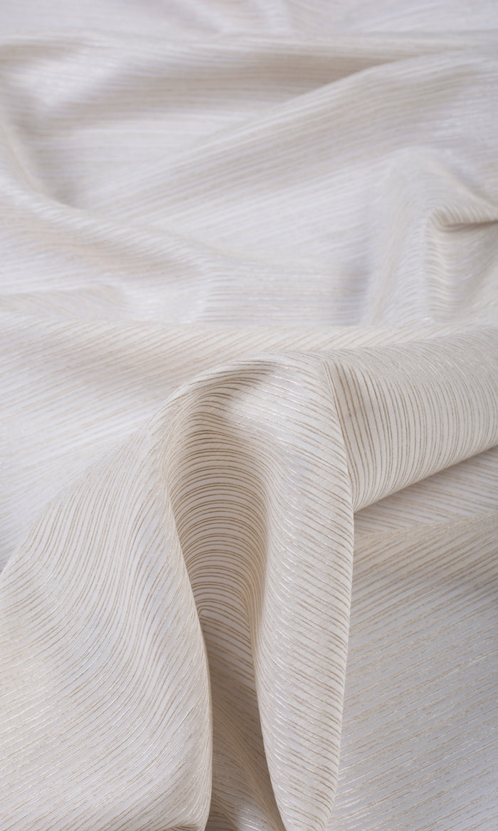 Textured Sheer Fabric By the Metre for Curtains & Drapes (Pale Beige/ Warm Ivory)