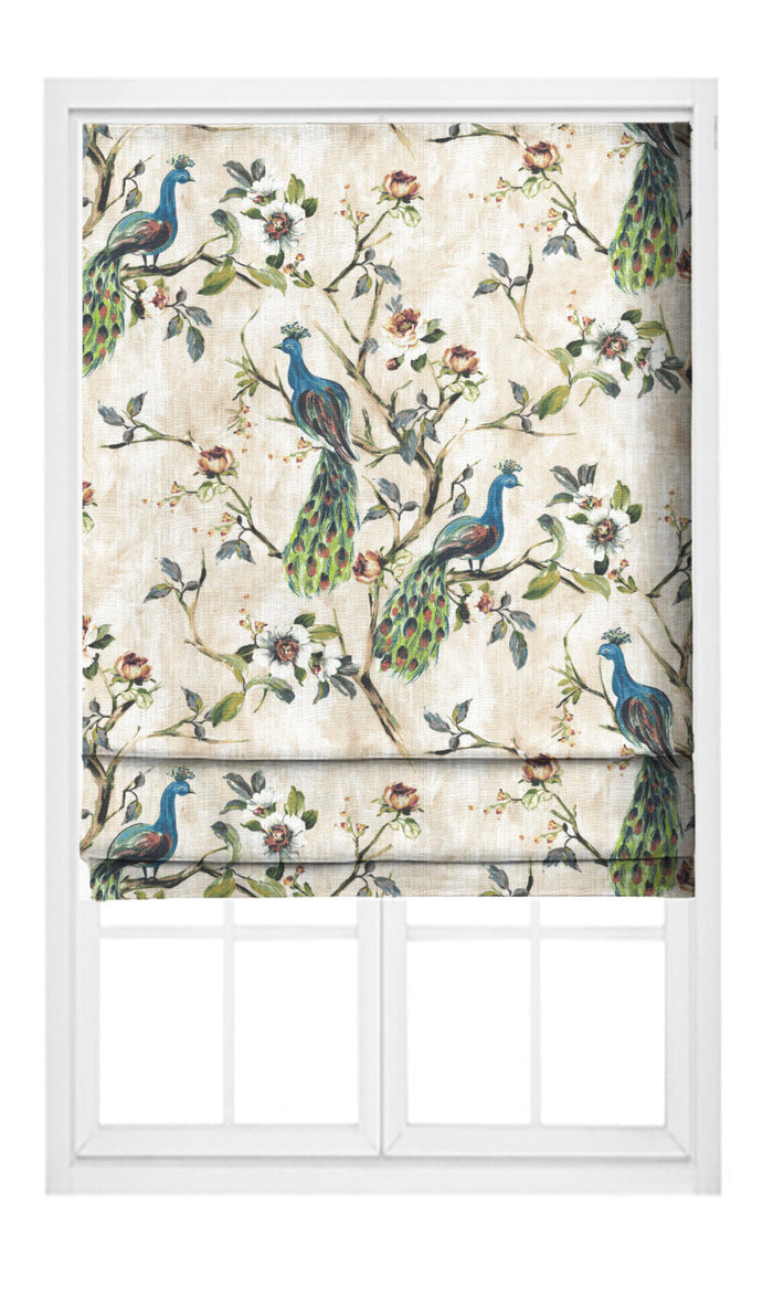 French Country Print Pinch Pleat, Rod Pocket, Eyelet Curtains (Blue/ Green)