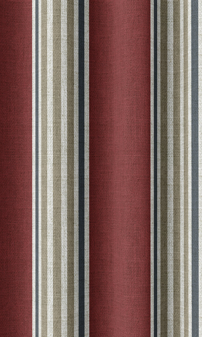 Striped Home Décor Fabric By the Metre (Deep Red/ Beige)
