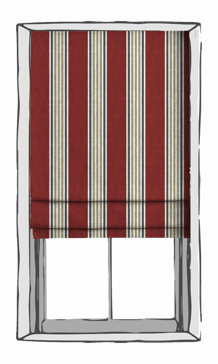 Striped Window Treatments Fabric By the Metre (Deep Red/ Beige)