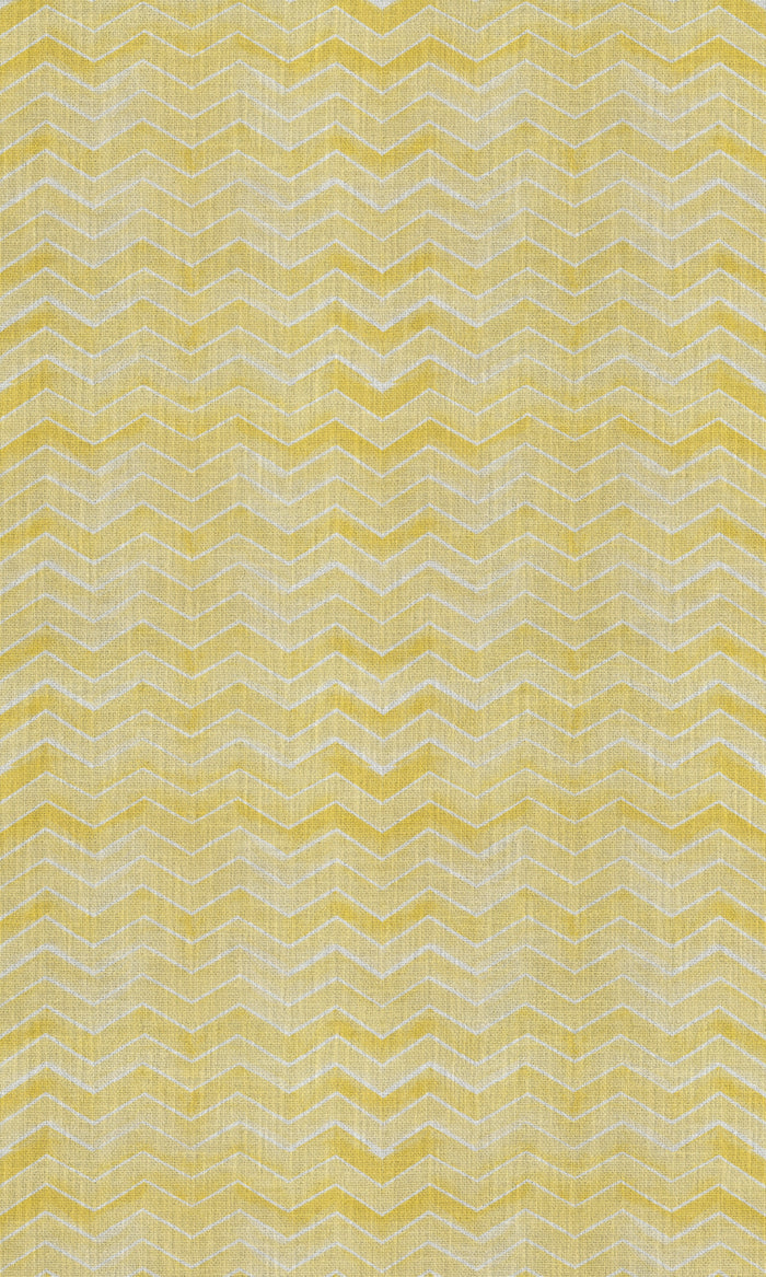 Chevron Print Fabric Material By the Metre (White/ Yellow)