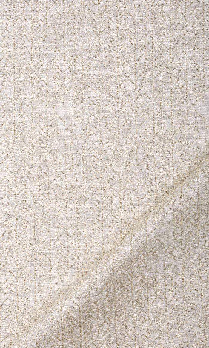 Herringbone Print Pinch Pleat, Rod Pocket, Eyelet Curtains (Off White/ Pale Beige)