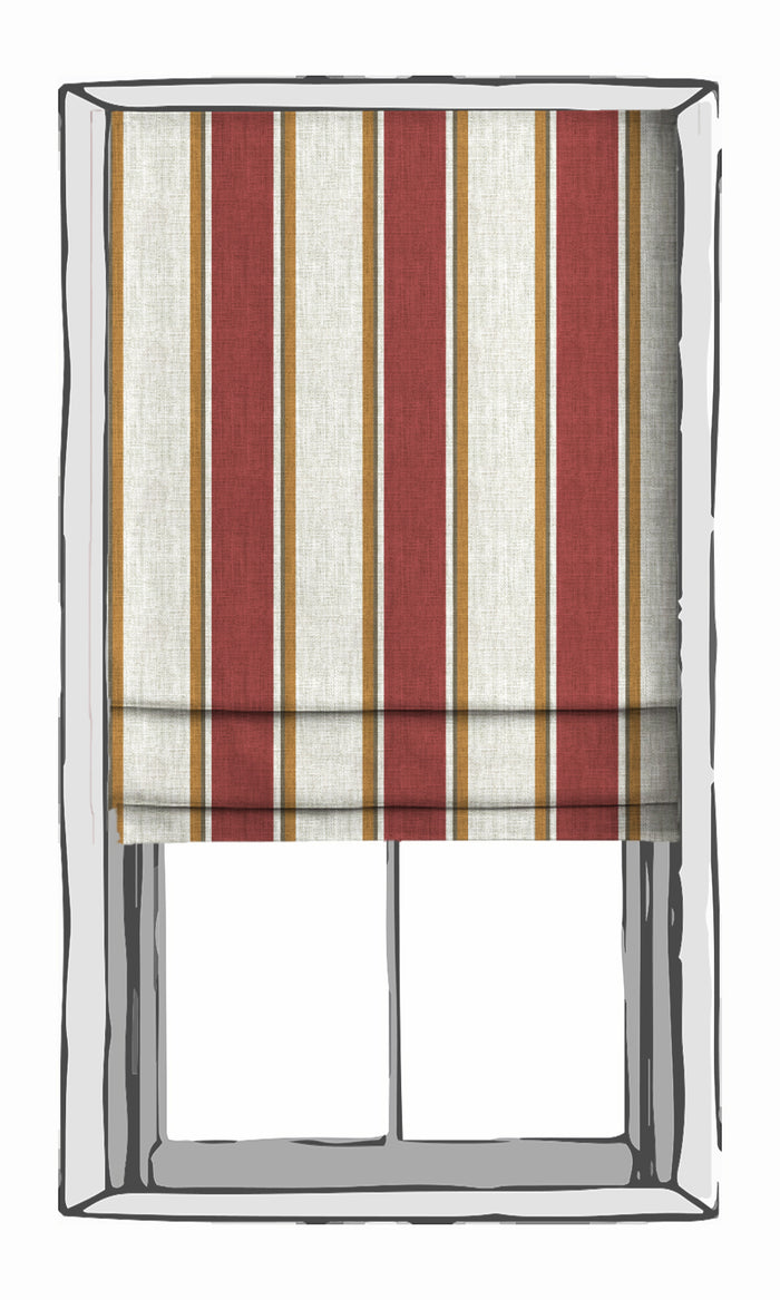 Contemporary Striped Window Treatments Fabric By the Metre (White & Red)