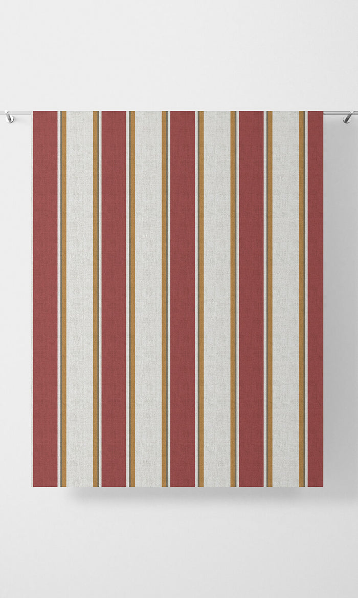 Contemporary Striped Drapery (White & Red)