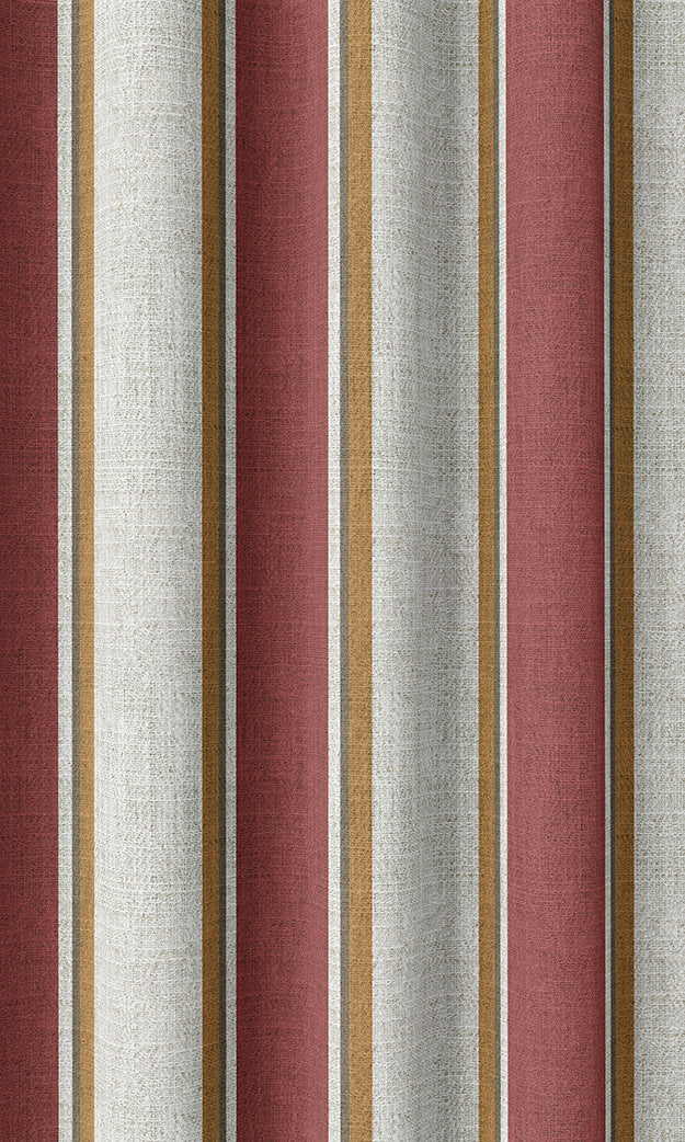 Contemporary Striped Pinch Pleat, Rod Pocket, Eyelet Curtains (White & Red)