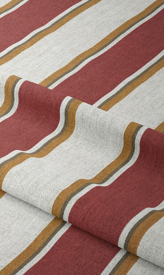 Contemporary Striped Drapery (White & Red) Extra Long Short Wide