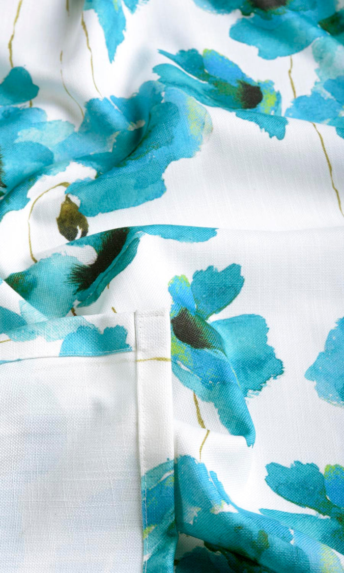 Water Lilies Floral Made-to-Measure Curtains (Blue)