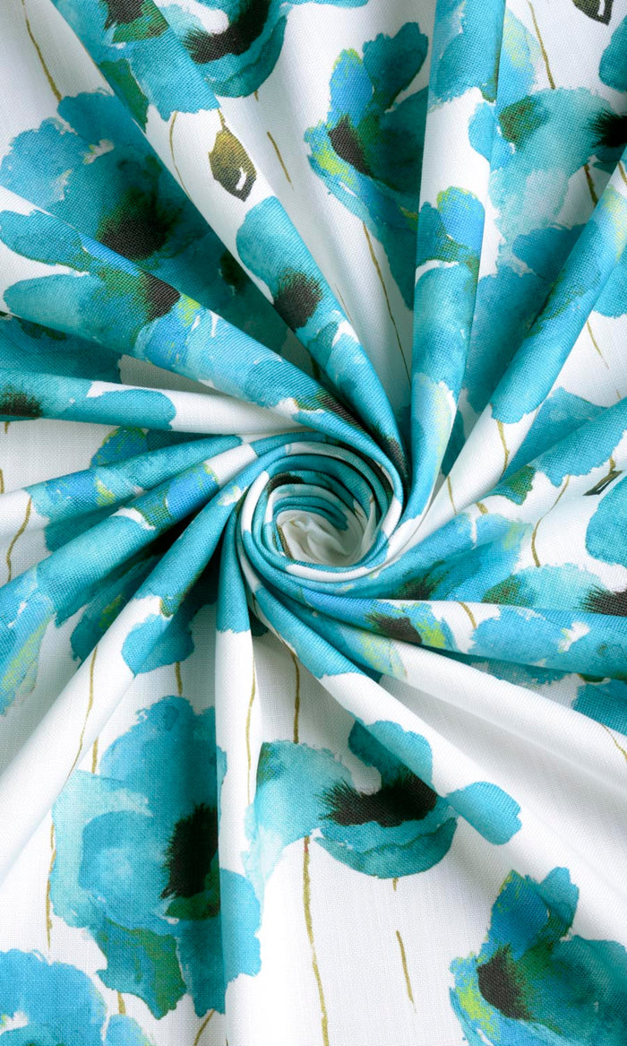 Water Lilies Floral Any Size Style Curtains (Blue)