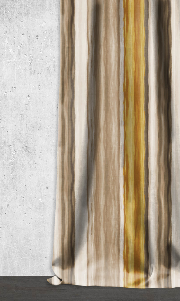 Room Darkening Striped Drapes for Living, Bedroom, Kitchen, Bathroom (Yellow/ Brown)