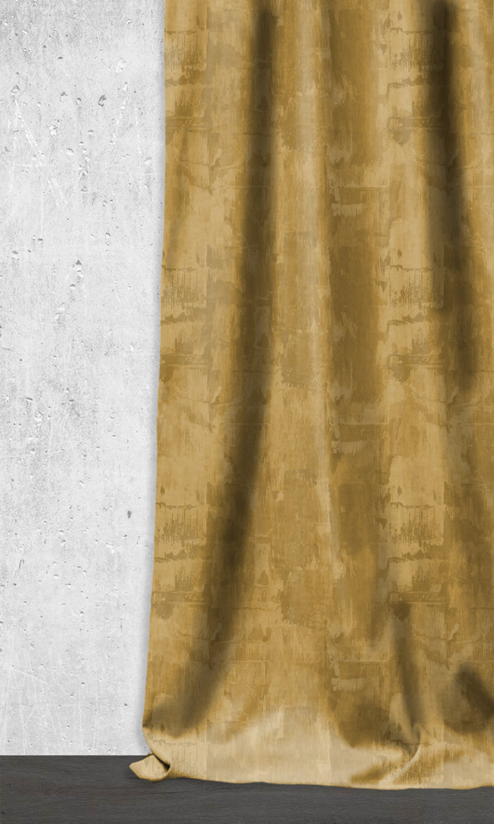 Dimout Striped Window Treatments Fabric By the Metre (Ochre Yellow/ Brown)