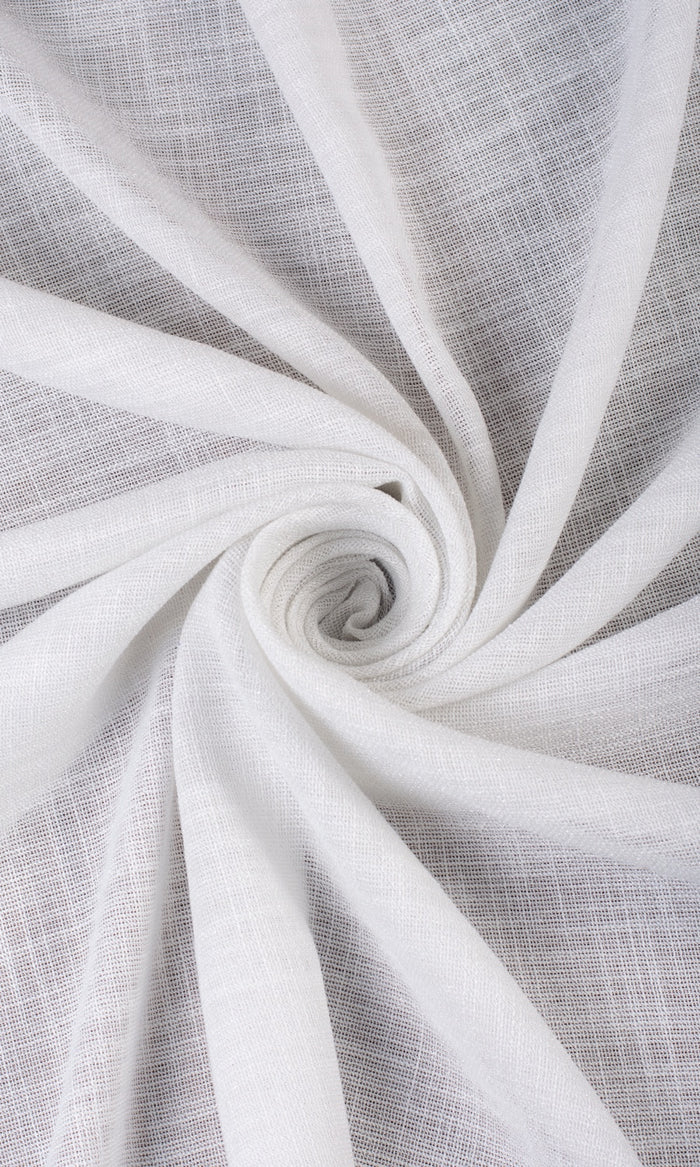 Textured Sheer Home Textile Fabric Material By the Metre (Porcelain White)