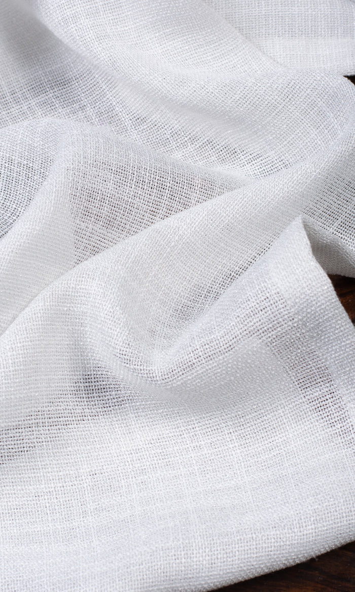 Textured Sheer Fabric By the Metre for Curtains & Drapes (Porcelain White)