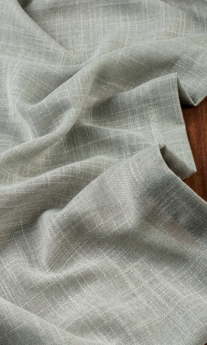 Textured Sheer Home Textile Fabric Material By the Metre (Green-Grey)