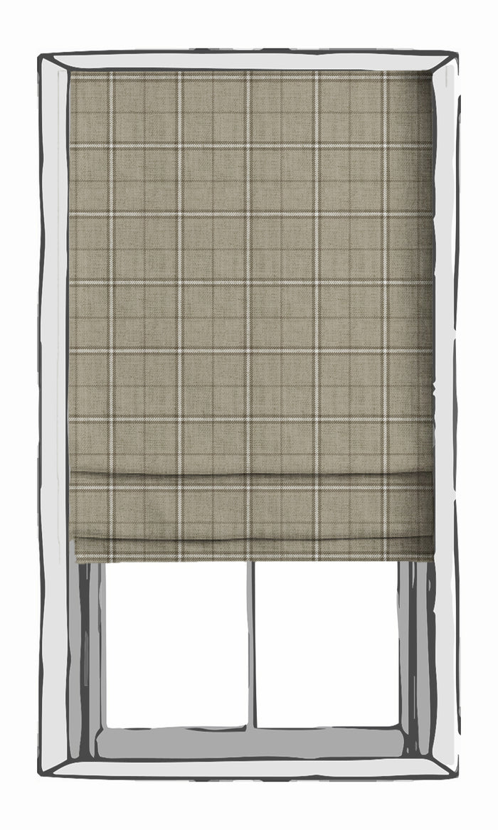 Checkered Drapes (Grey-Beige/ Brown) Extra Long Short Wide