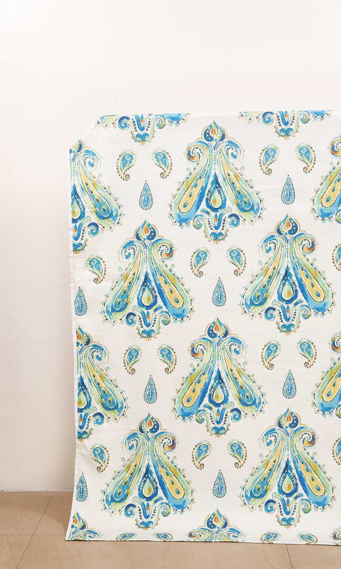 Paisley Print Curtains for Living, Bedroom, Kitchen, Bathroom (Green/ Blue)