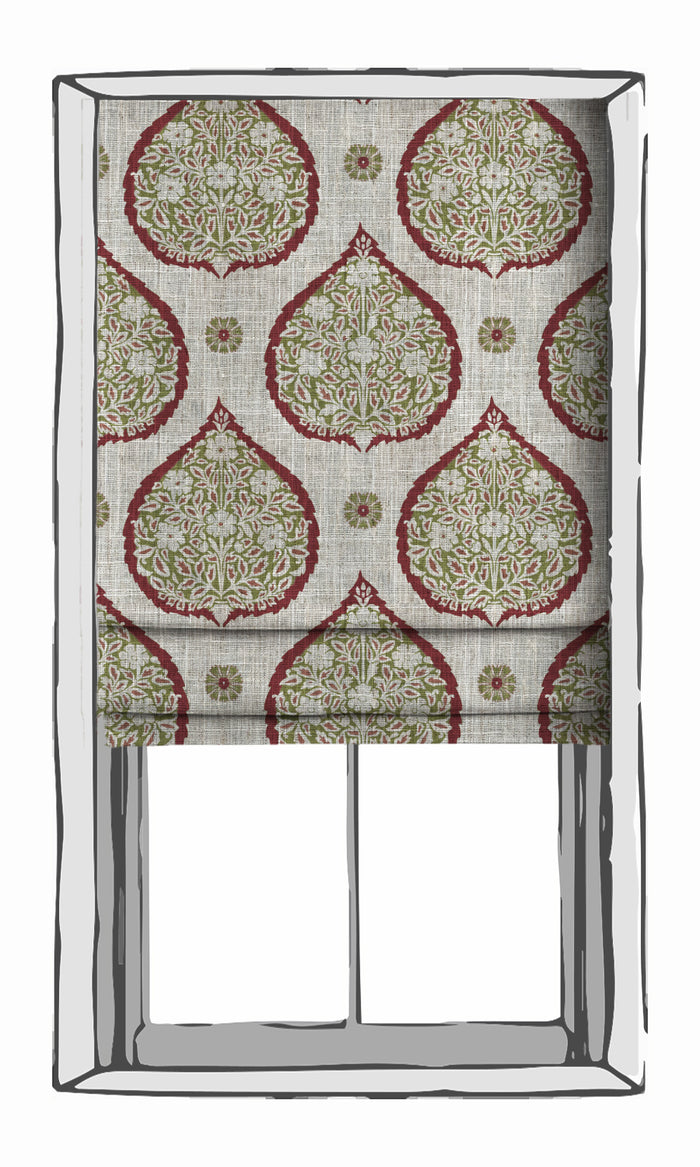 Paisley Window Treatments Fabric By the Metre (Red/ Green)