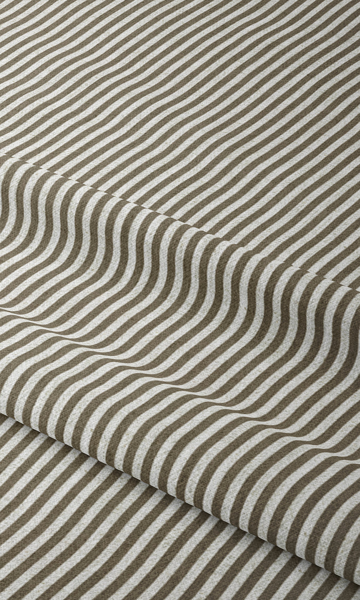 Striped Window Treatments Fabric By the Metre (Mocha Brown/ White)