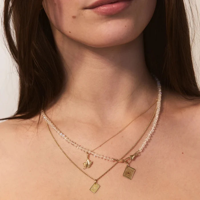 Kingston Postcard Charm in 10k yellow gold with diamond, alternate angle detail view