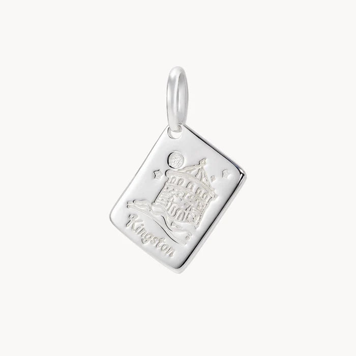 kingston postcard charm - sterling silver