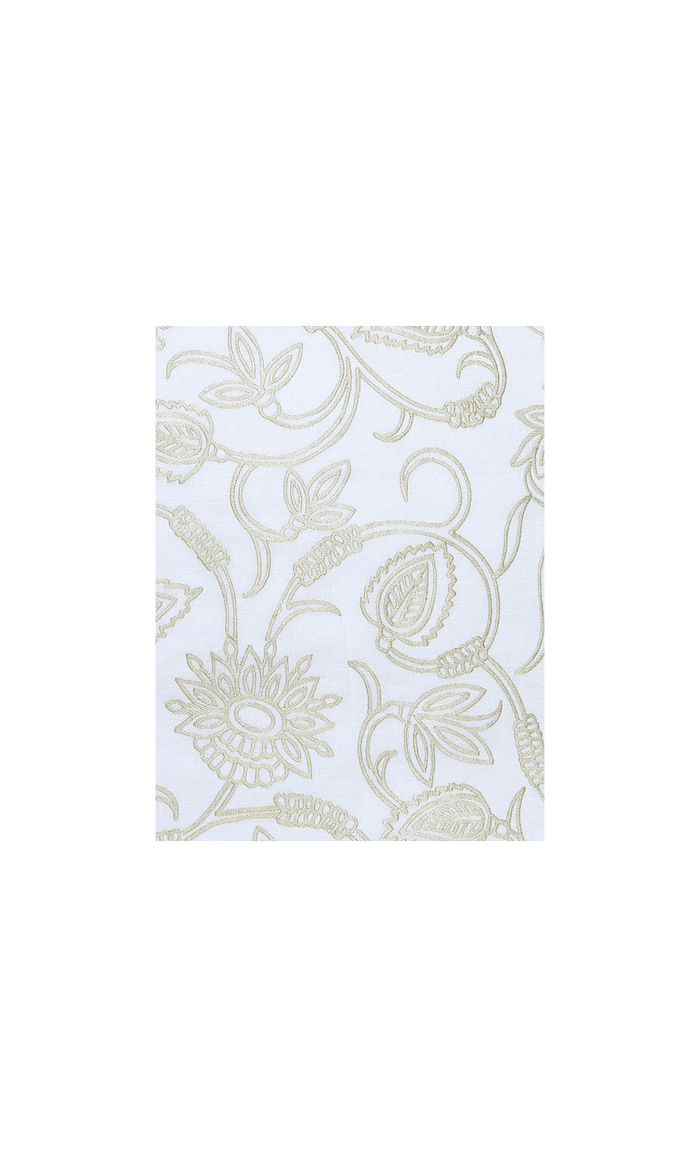 Floral Embroidered Linen Window Treatments Fabric By the Metre (White/ Ivory)