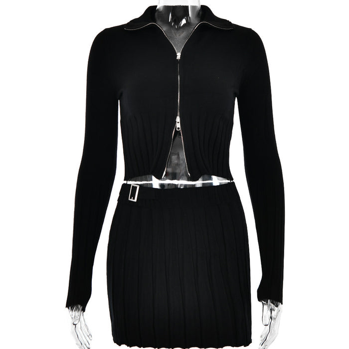 Knitted Cardigan Long Sleeve Two-Piece Set