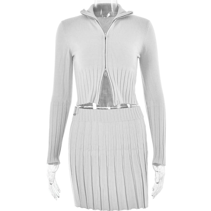 Knitted Cardigan Long Sleeve Two-Piece Set