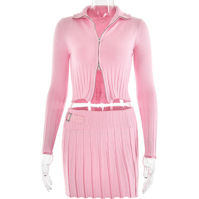 Knitted Cardigan Long Sleeve Two-Piece Set