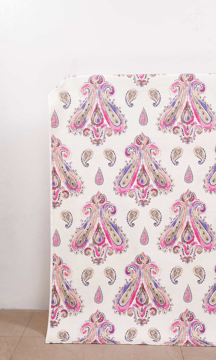 Paisley Print Curtains for Living, Bedroom, Kitchen, Bathroom (Pink/ Purple)