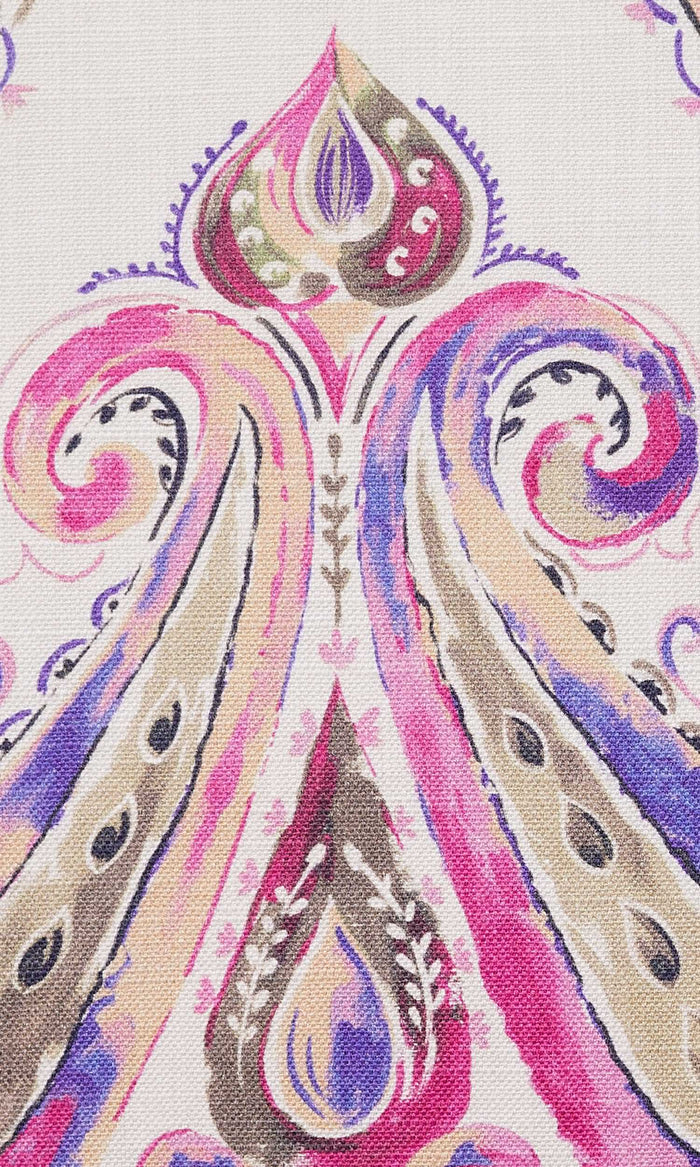 Paisley Print Pinch Pleat, Rod Pocket, Eyelet Curtains (Pink/ Purple)