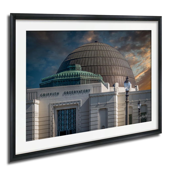 the Griffith Observatory, a large domed building with a distinctive architectural style.