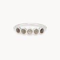 labradorite five stone mood ring - sterling silver, labradorite gemstones
