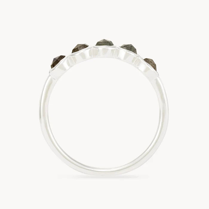 labradorite five stone mood ring - sterling silver, labradorite gemstones