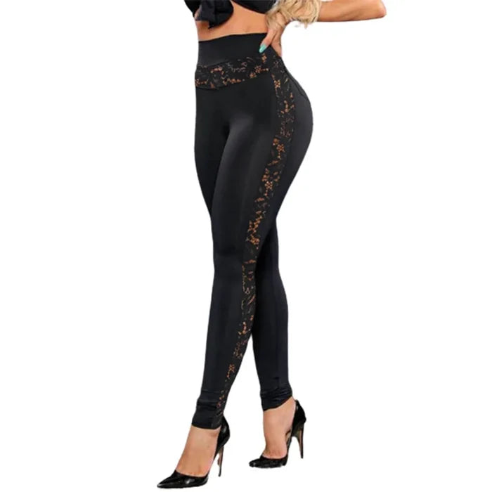 Lace Patchwork Bum Yoga Leggings | Ankle-Length Activewear Leggings