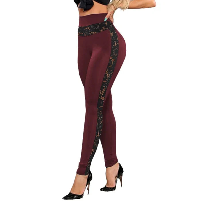 Lace Patchwork Bum Yoga Leggings | Ankle-Length Activewear Leggings