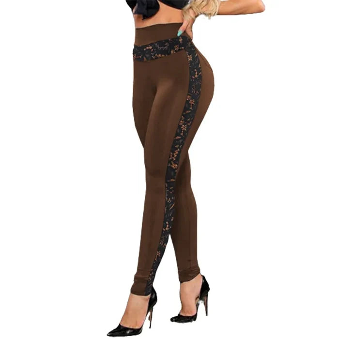 Lace Patchwork Bum Yoga Leggings | Ankle-Length Activewear Leggings