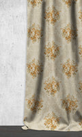 Dimout Floral Drapes (Yellow/ Ivory/ Beige)