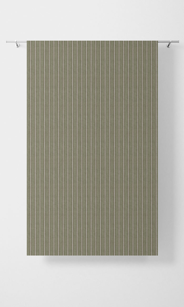 Modern Striped Print Pinch Pleat, Rod Pocket, Eyelet Curtains (Olive Green)